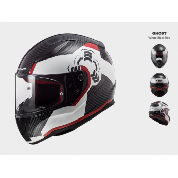 KASK LS2 FF353 RAPID GHOST WHITE BLACK RED INTEGRALNY